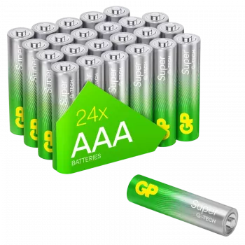 GP Super Alkaline AAA-batterijen 1,5 V — 24-pack (model 03024AETA-B24)