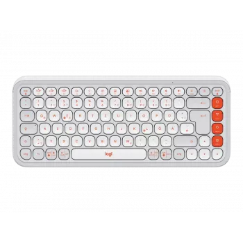 LOGITECH draadloos toetsenbord - Pop Icon Keys - off white & oranje Qwertz German