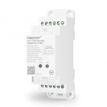 MiBoxer TZ2 2-in-1 LED-controller voor DIN-rail, Zigbee 3.0 + RF, 12–48 V, 20 A totaal